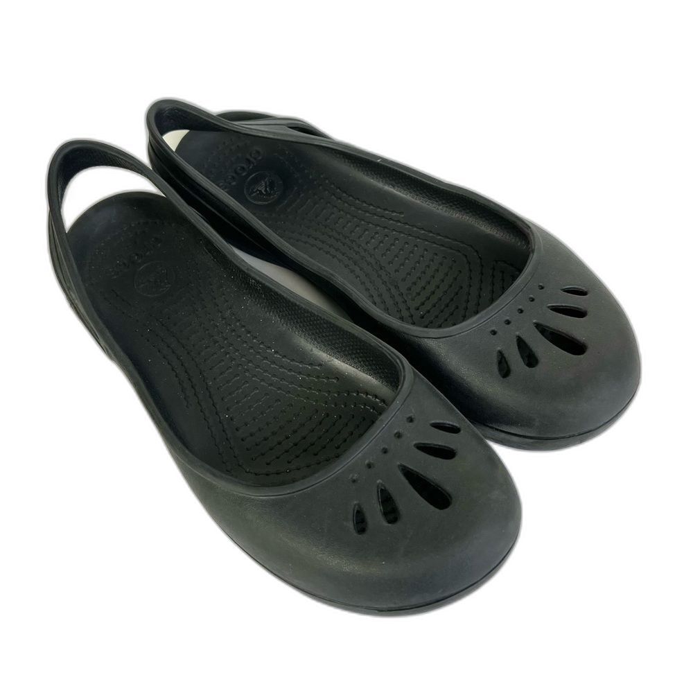 Crocs Black Slip On Round Toe Foam Flats Shoes